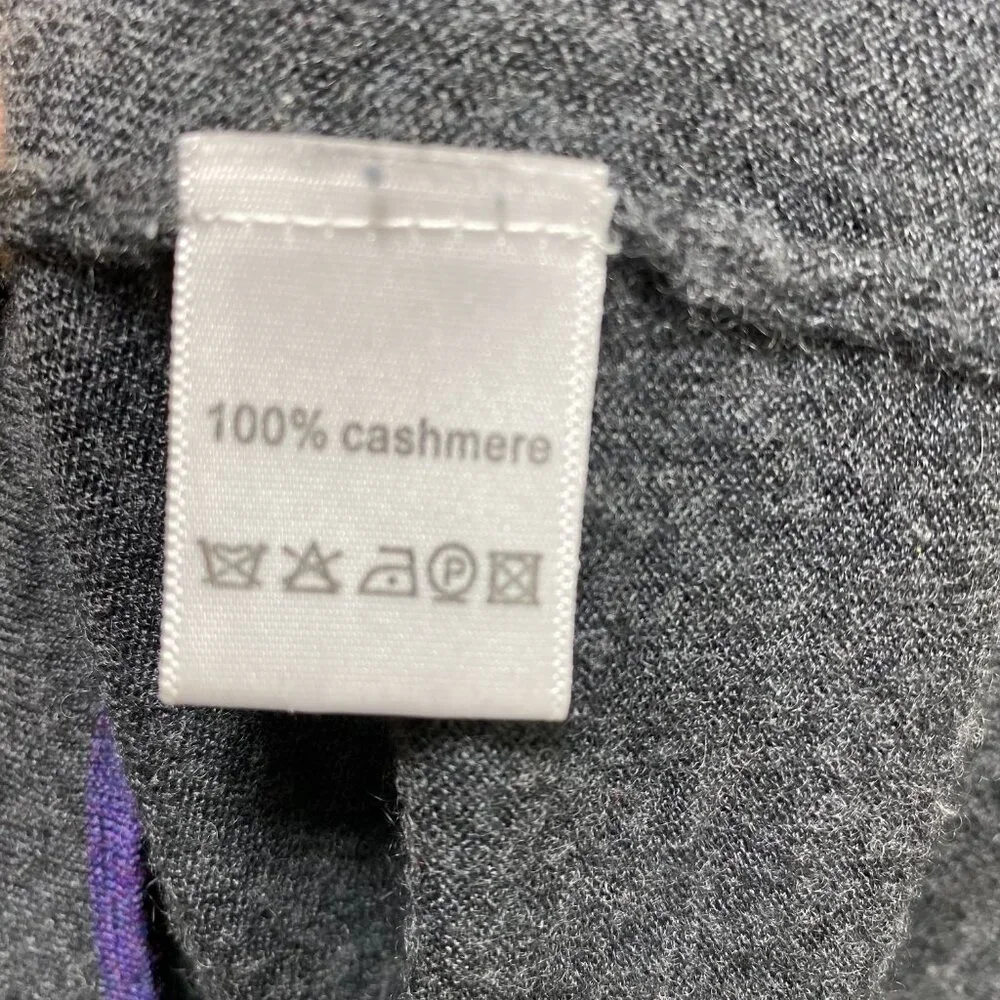 100% Cashmere Quiet Luxury Old Money‎ Pullover Butter Soft V Neck Sweater L Gray